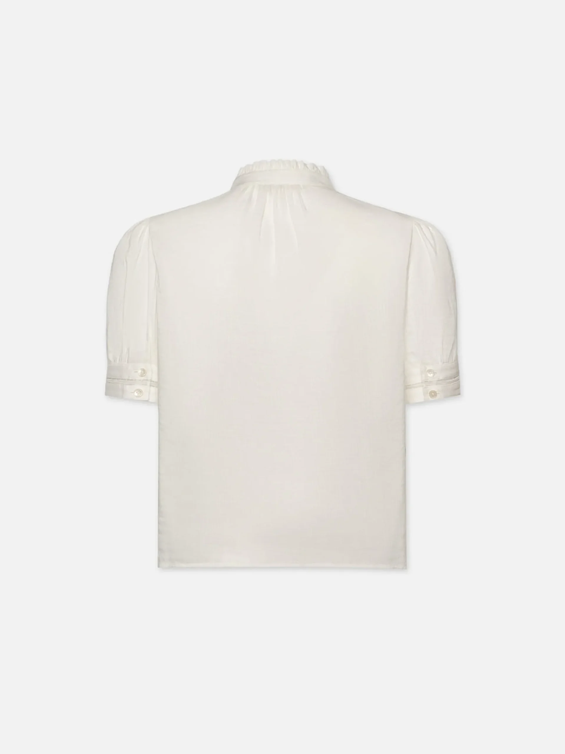 Ruffle Collar Inset Lace Top in White