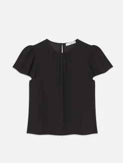 Ruffle Sleeve Blouse in Black