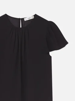 Ruffle Sleeve Blouse in Black