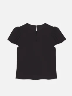 Ruffle Sleeve Blouse in Black