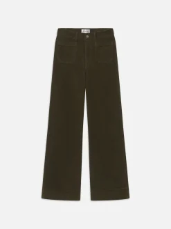 70's Cropped Wide Leg Corduroy in Rich Military