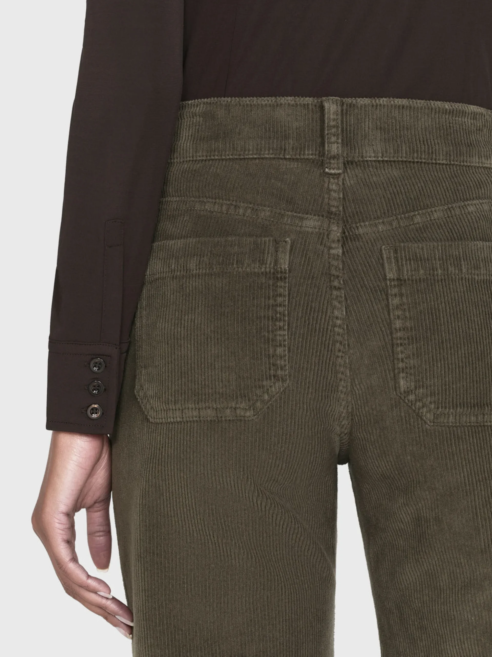 70's Cropped Wide Leg Corduroy in Rich Military