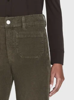 70's Cropped Wide Leg Corduroy in Rich Military