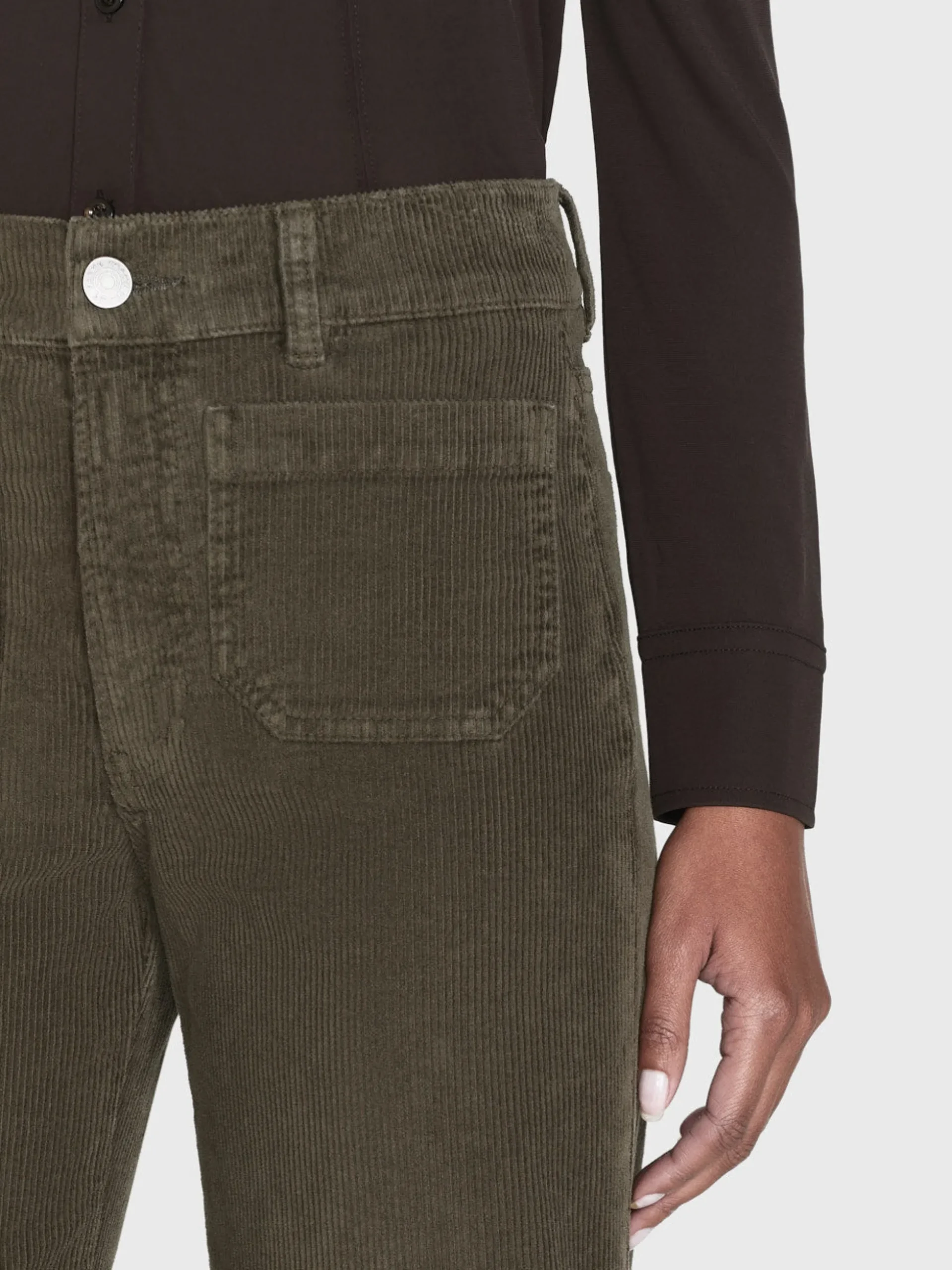 70's Cropped Wide Leg Corduroy in Rich Military