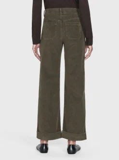 70's Cropped Wide Leg Corduroy in Rich Military