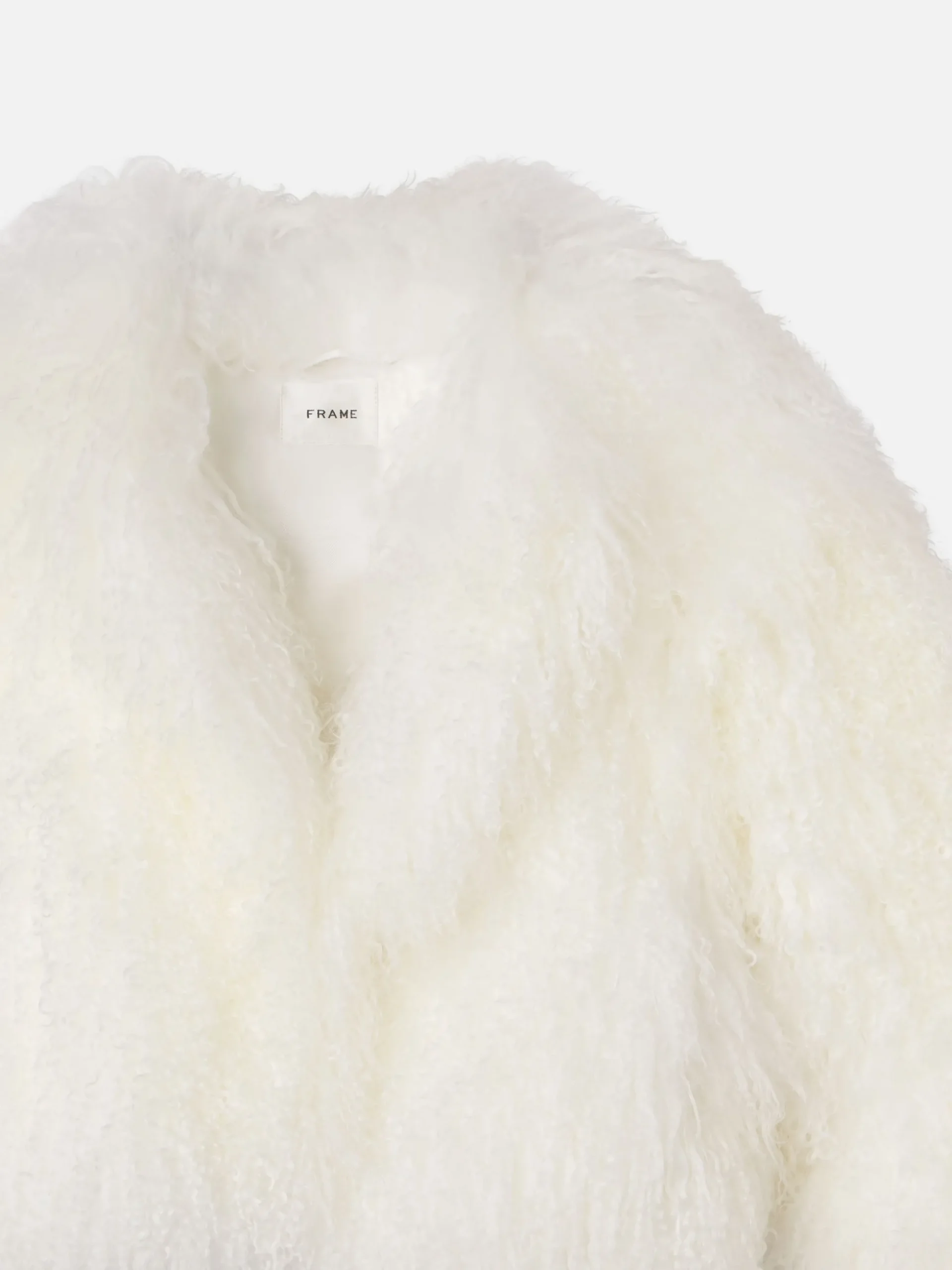 Shaggy Shearling Coat in Cream