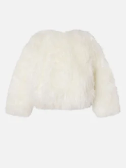Shaggy Shearling Coat in Cream