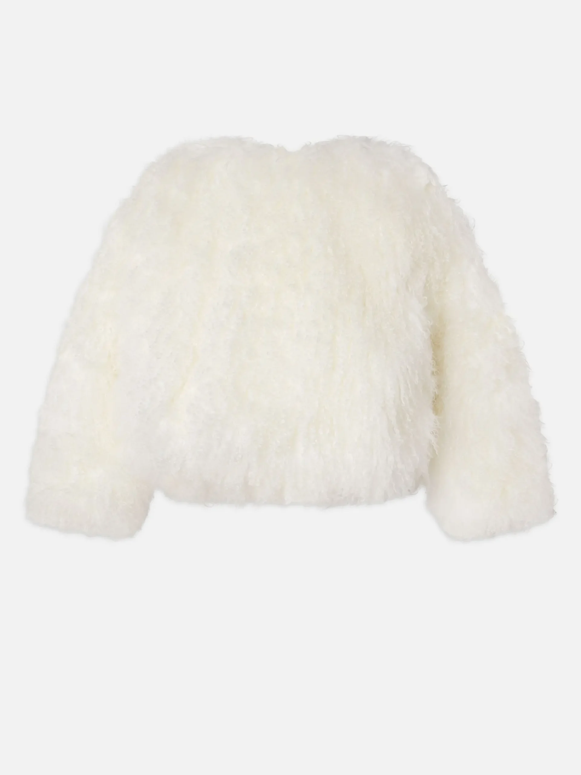 Shaggy Shearling Coat in Cream