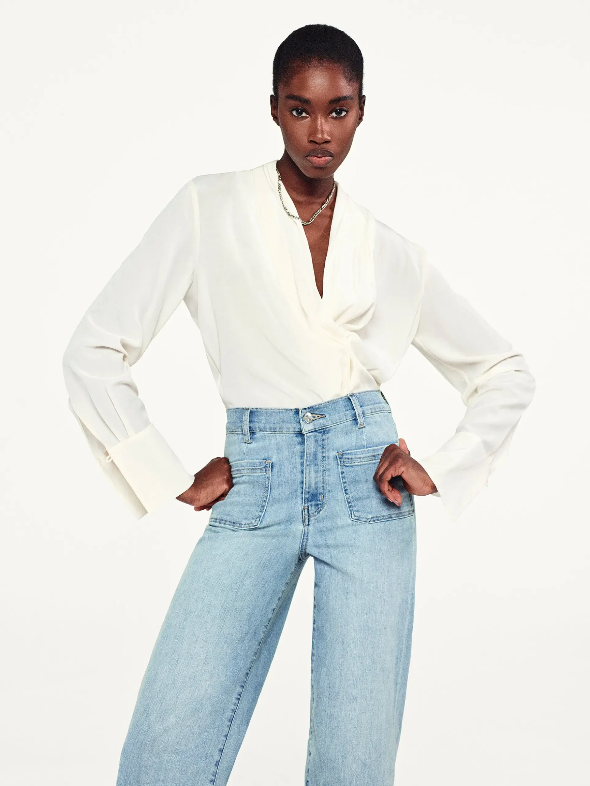 Shawl Collar Blouse in Cream
