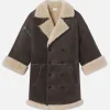 Shearling Cocoon Coat in Cardamom