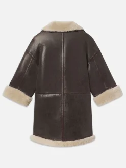 Shearling Cocoon Coat in Cardamom