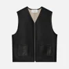 Shearling Vest in Stone Beige/Black