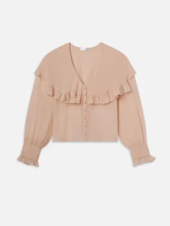 Sheer Ruffle Blouse in Light Petal