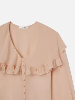Sheer Ruffle Blouse in Light Petal