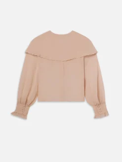 Sheer Ruffle Blouse in Light Petal