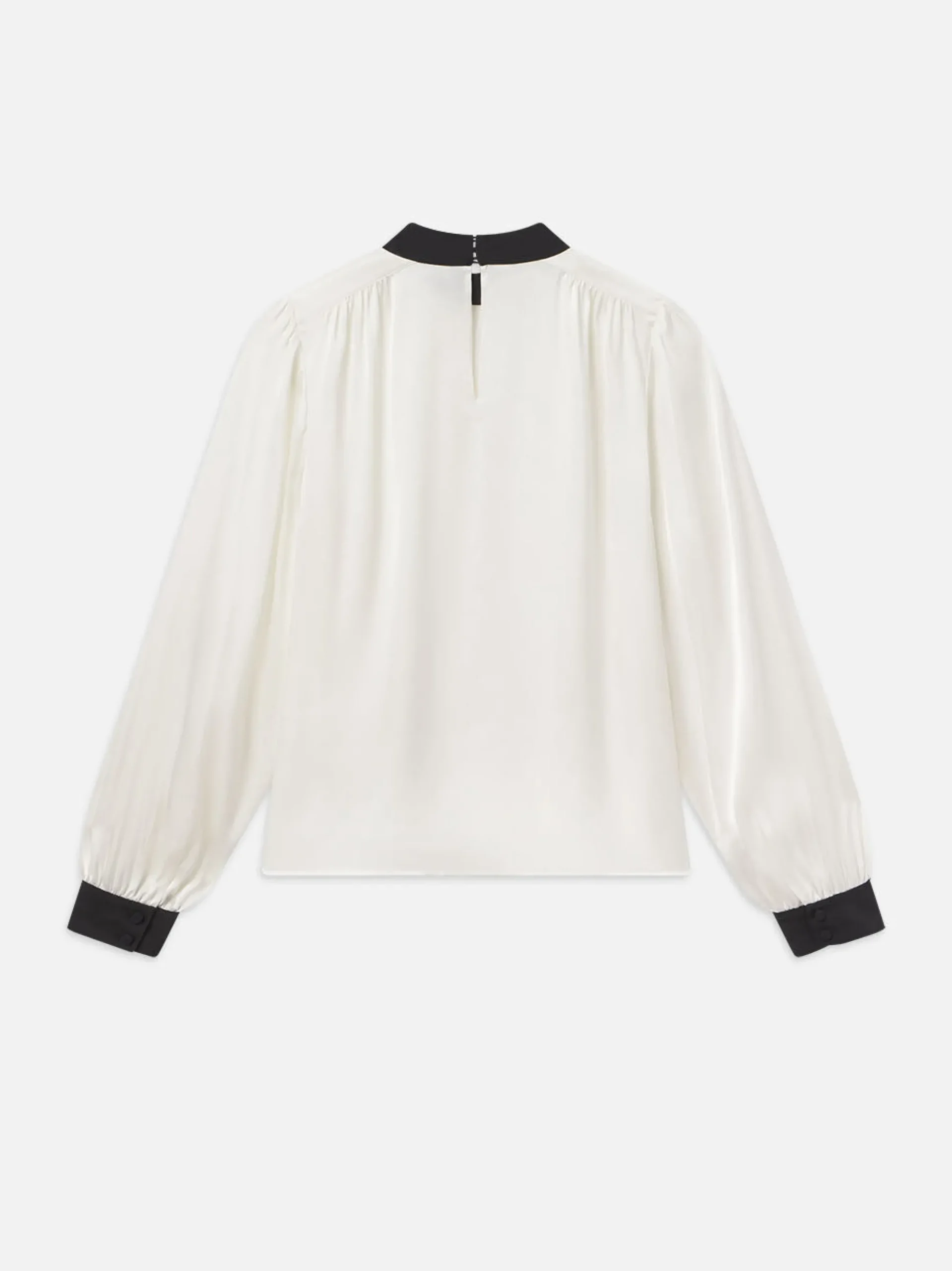 Shirred Mock Neck Blouse in Cream