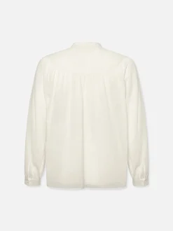 Shirred Popover Blouse in White