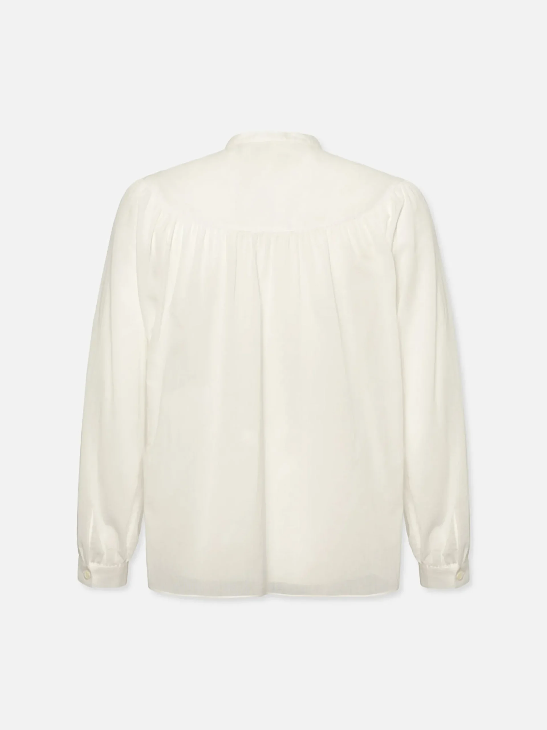 Shirred Popover Blouse in White