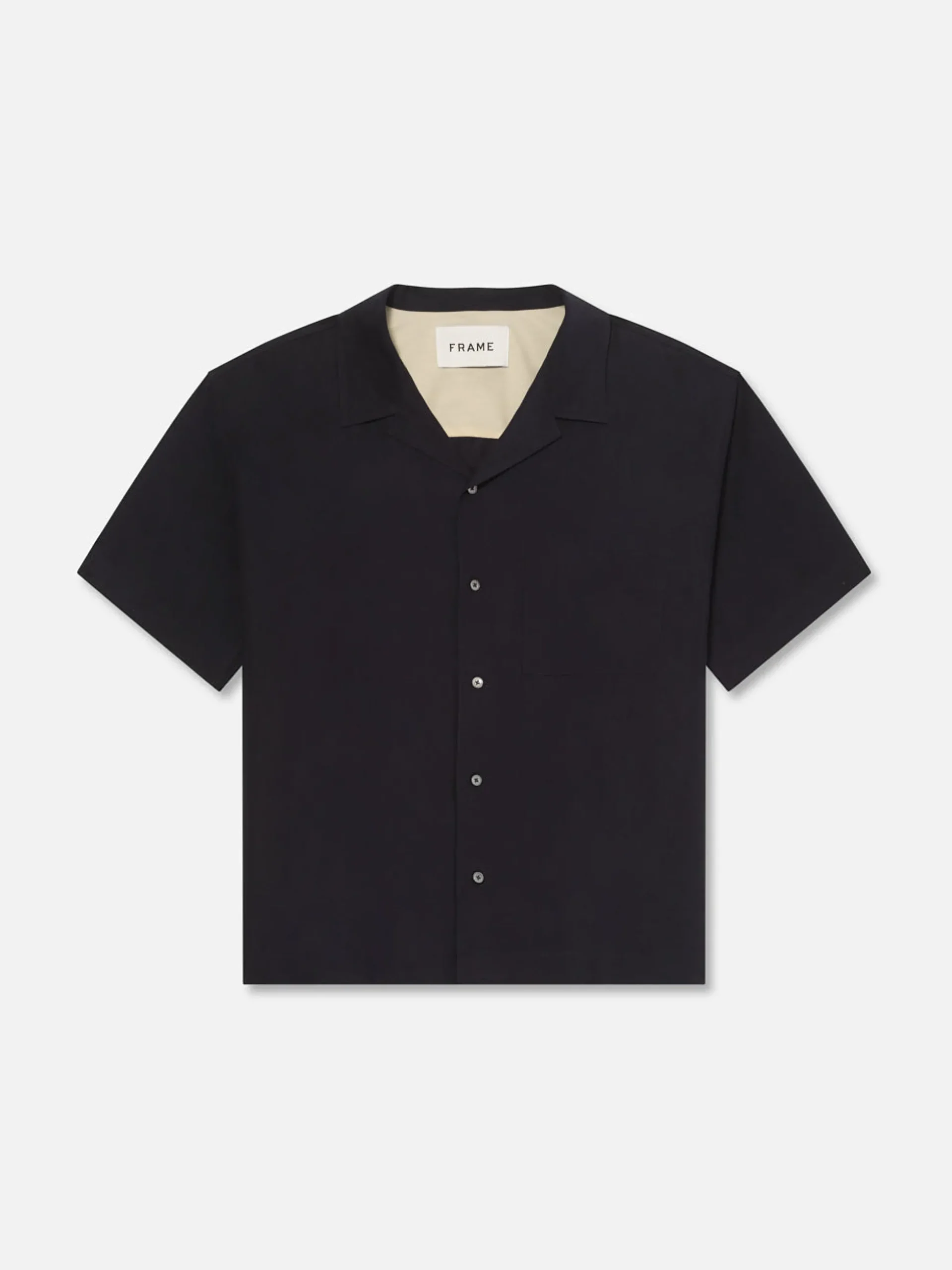 Short Sleeve Camp Collar Shirt in Dark Navy