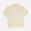 Short Sleeve Camp Collar Shirt in Off White