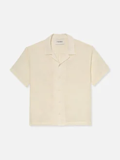 Short Sleeve Camp Collar Shirt in Off White