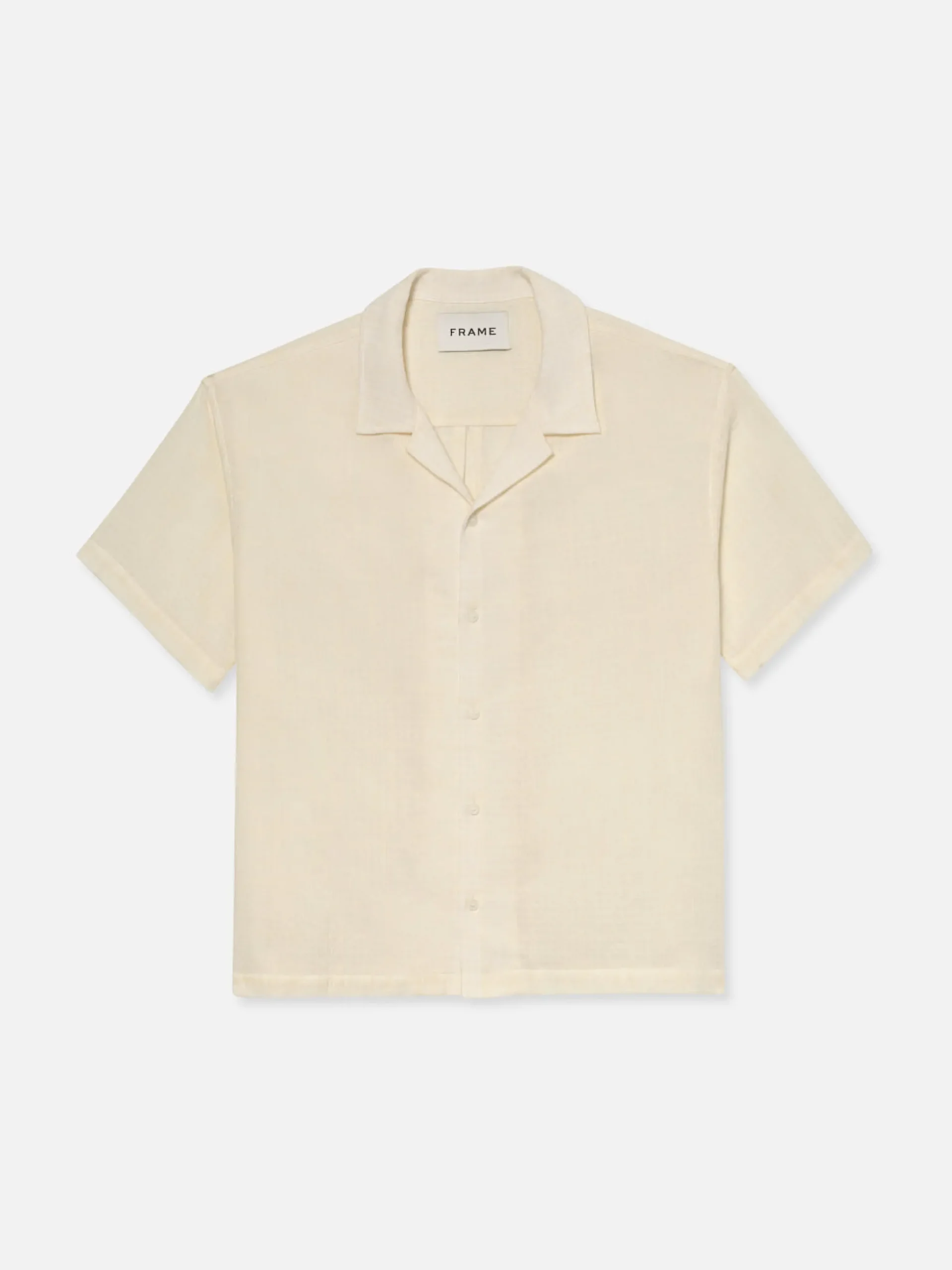 Short Sleeve Camp Collar Shirt in Off White
