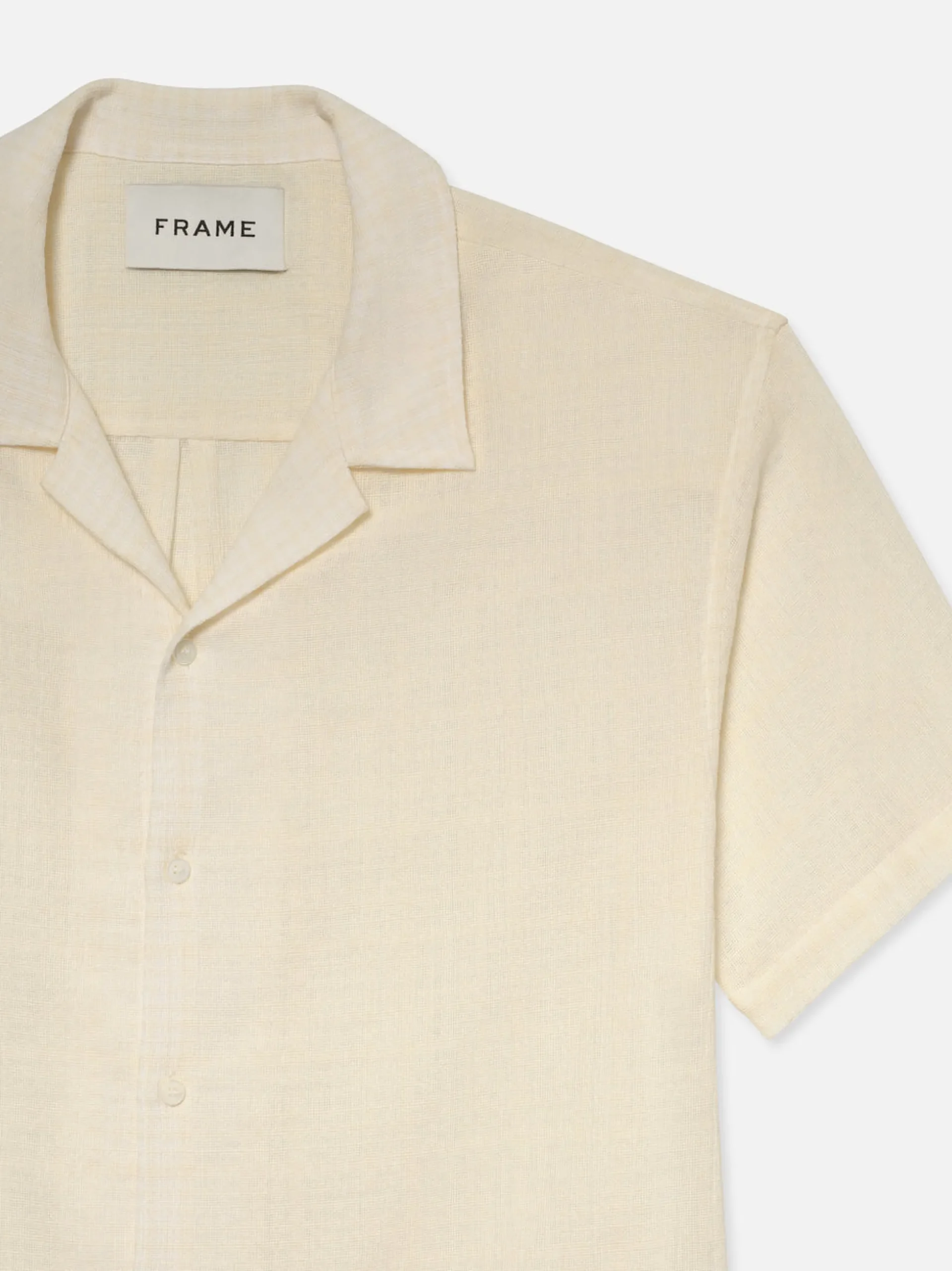 Short Sleeve Camp Collar Shirt in Off White