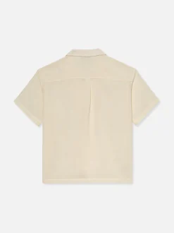 Short Sleeve Camp Collar Shirt in Off White