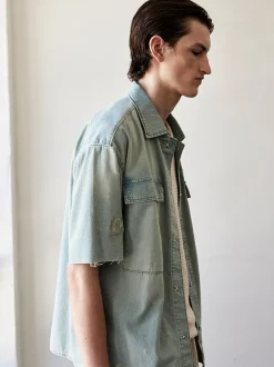Short Sleeve Relaxed Denim Shirt in Oahu
