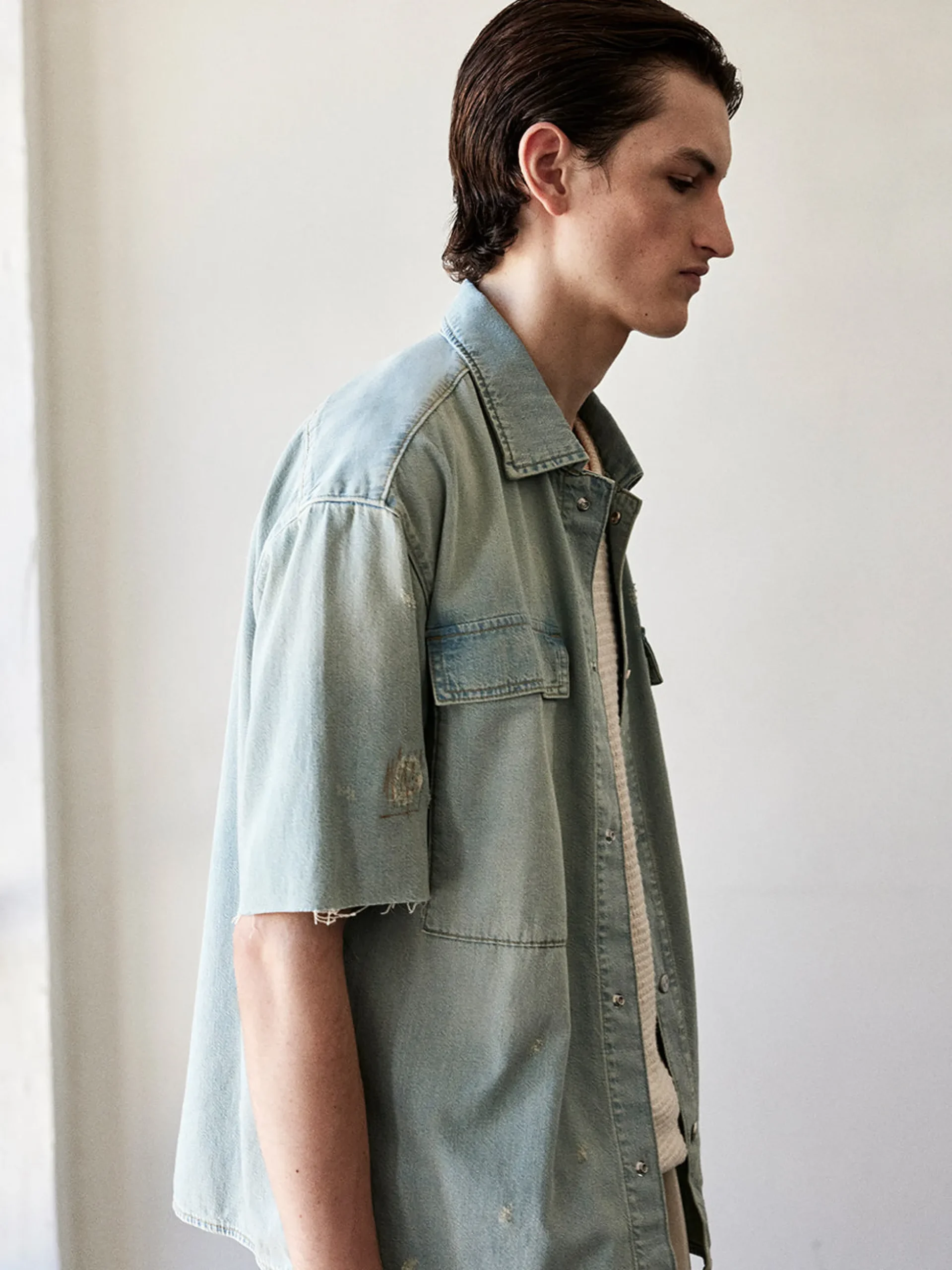 Short Sleeve Relaxed Denim Shirt in Oahu