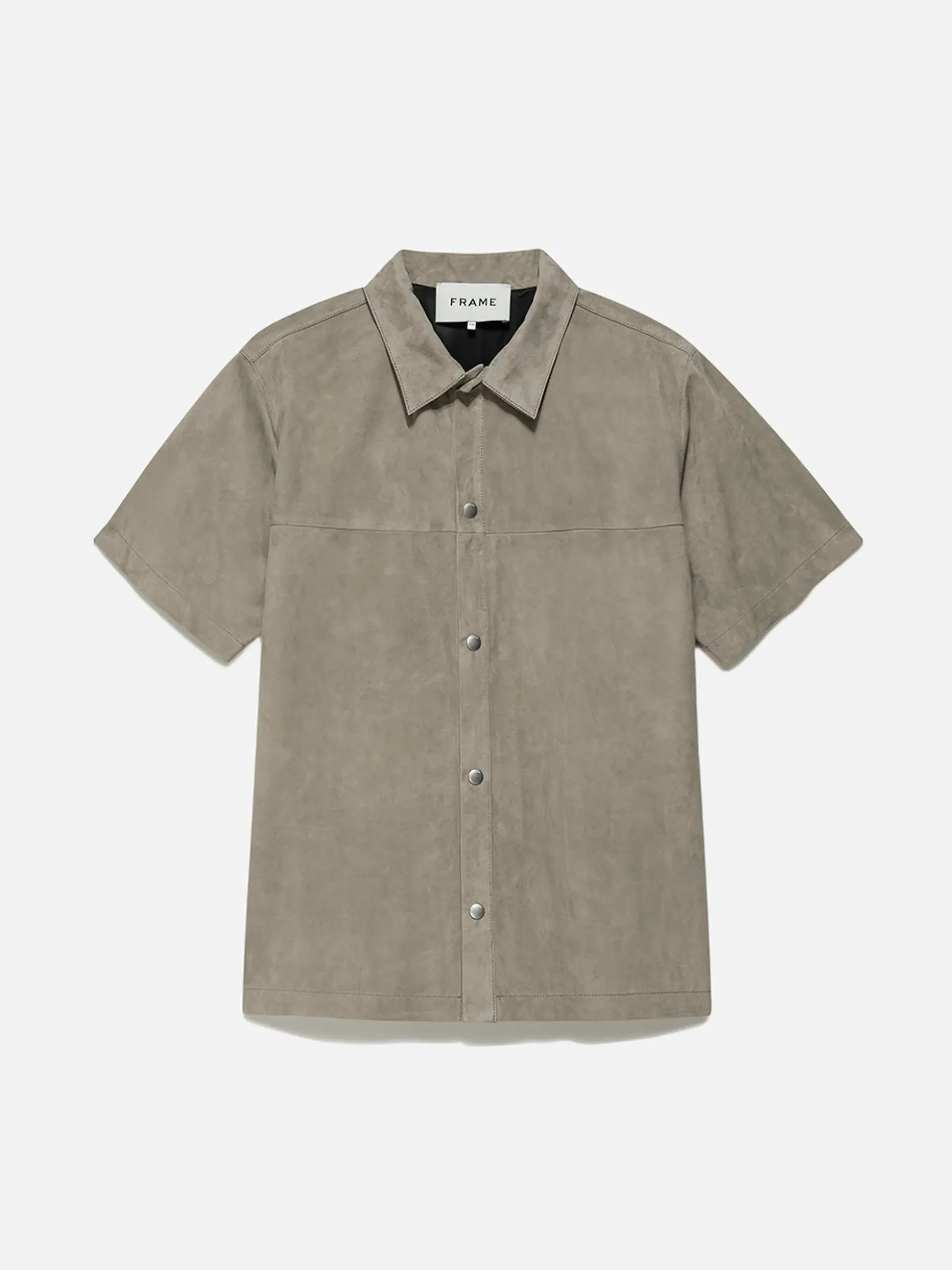 Short Sleeve Suede Shirt in Sand Beige