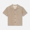 Short Sleeve Suede Shirt in Smoke Grey