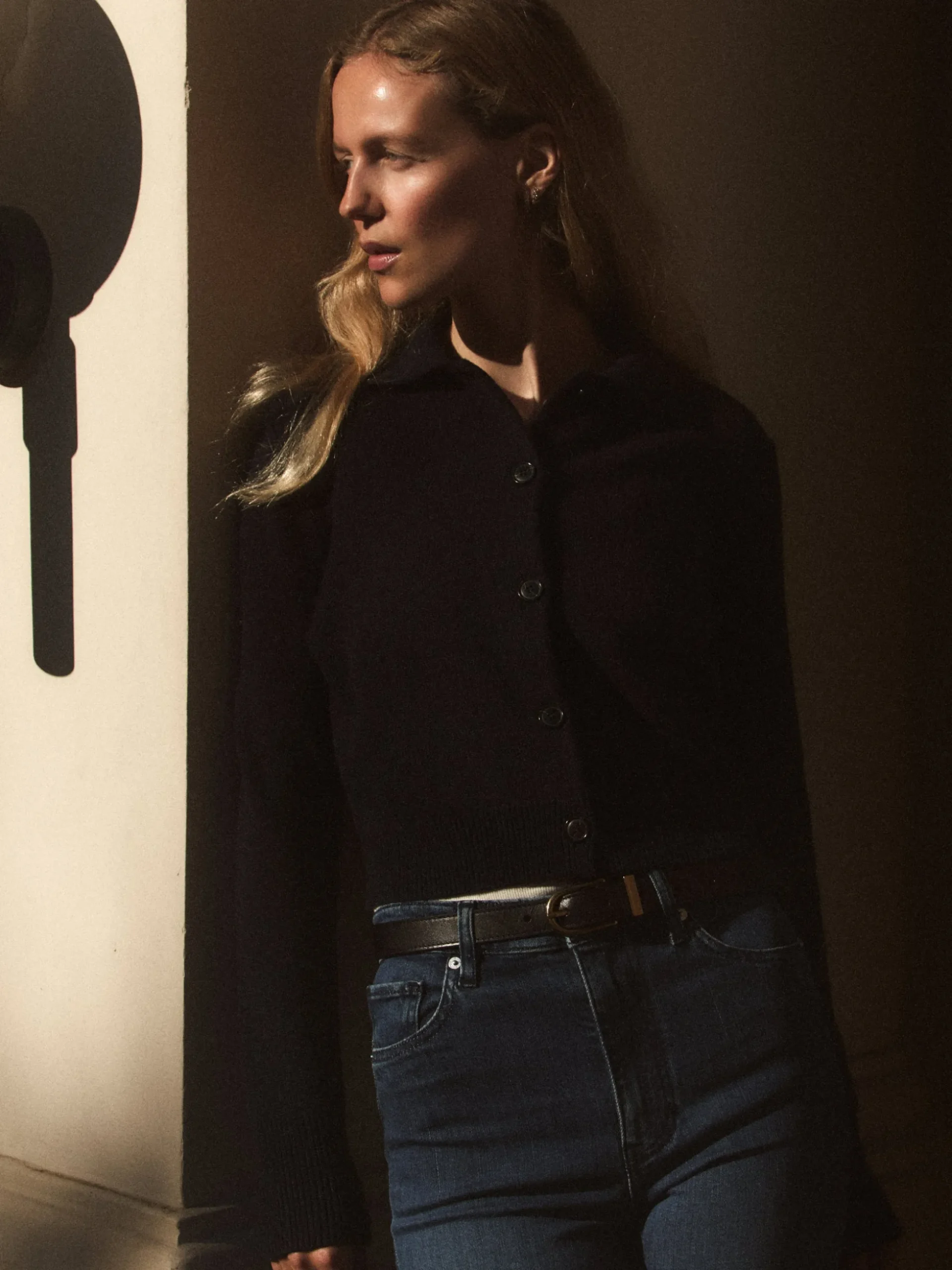 Shrunken Cashmere Cardi in Navy