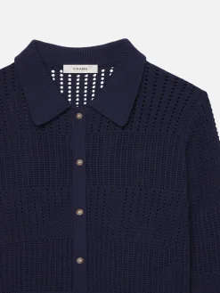 Shrunken Crochet Cardi in Navy