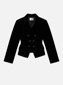Shrunken Velvet Blazer in Black