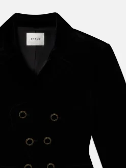 Shrunken Velvet Blazer in Black