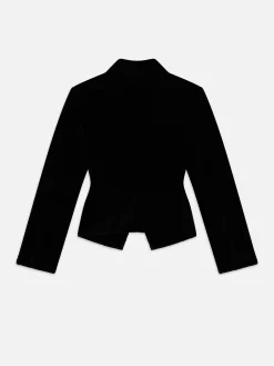 Shrunken Velvet Blazer in Black