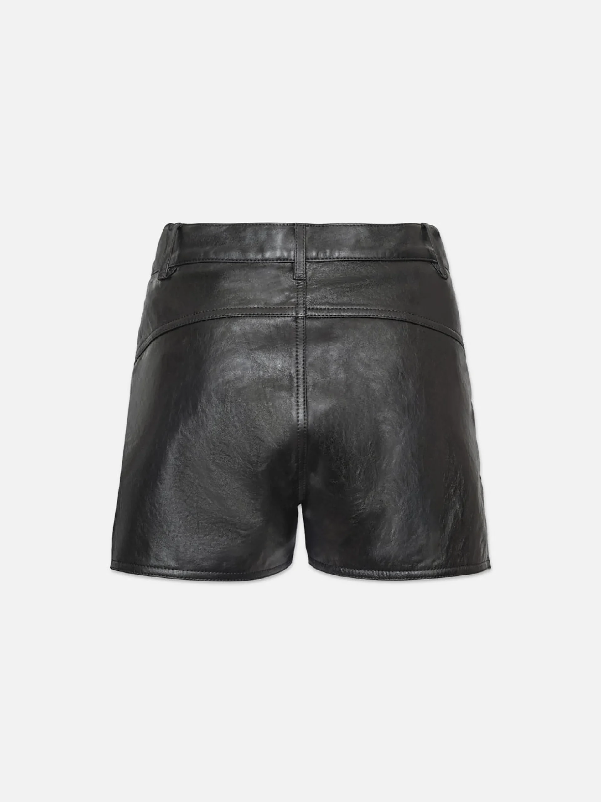 Side Slit Leather Short in Black