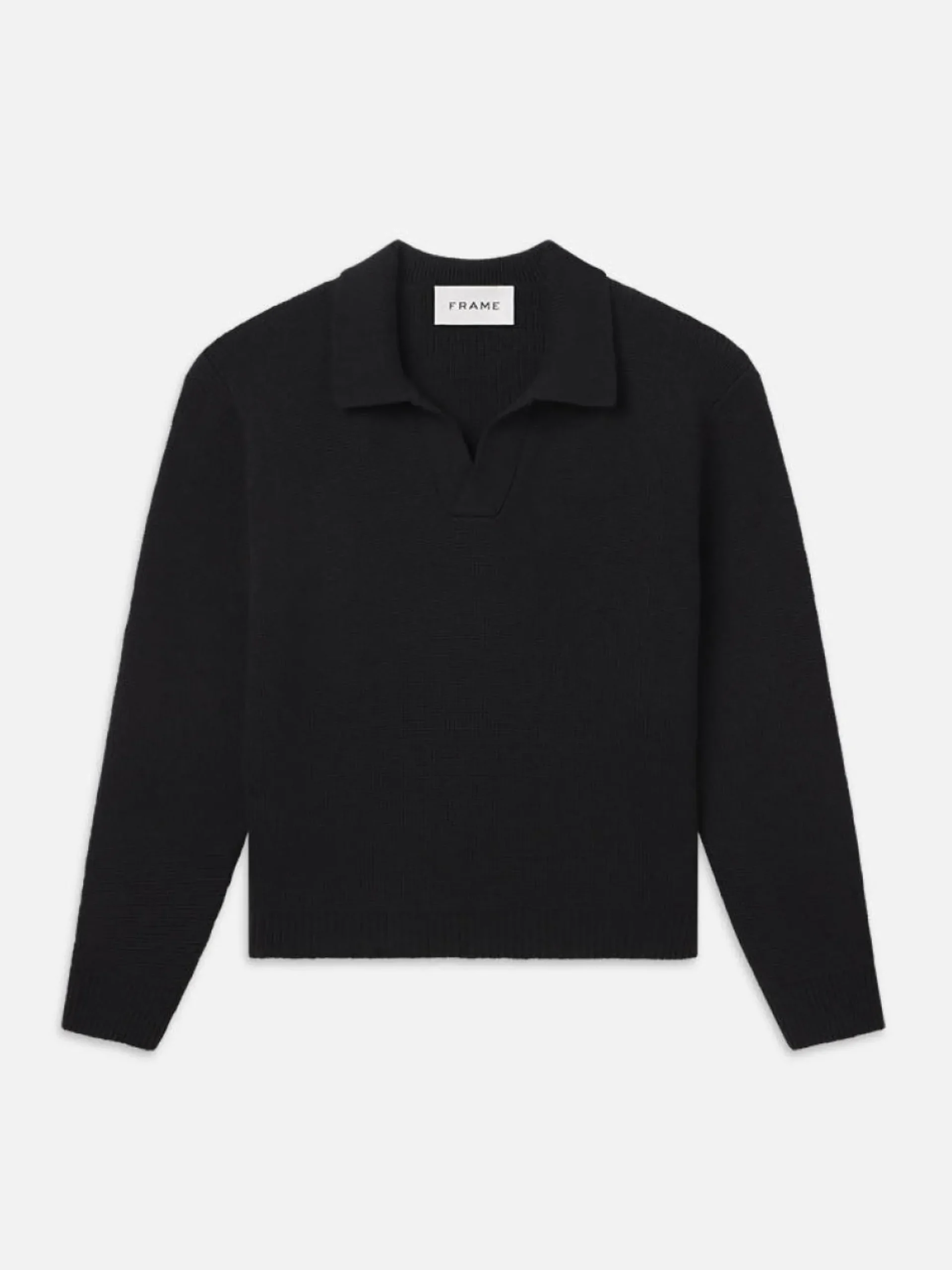 Silk Blend Polo Sweater in Black