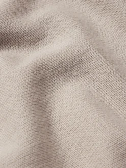Silk Blend Polo Sweater in Grey Beige