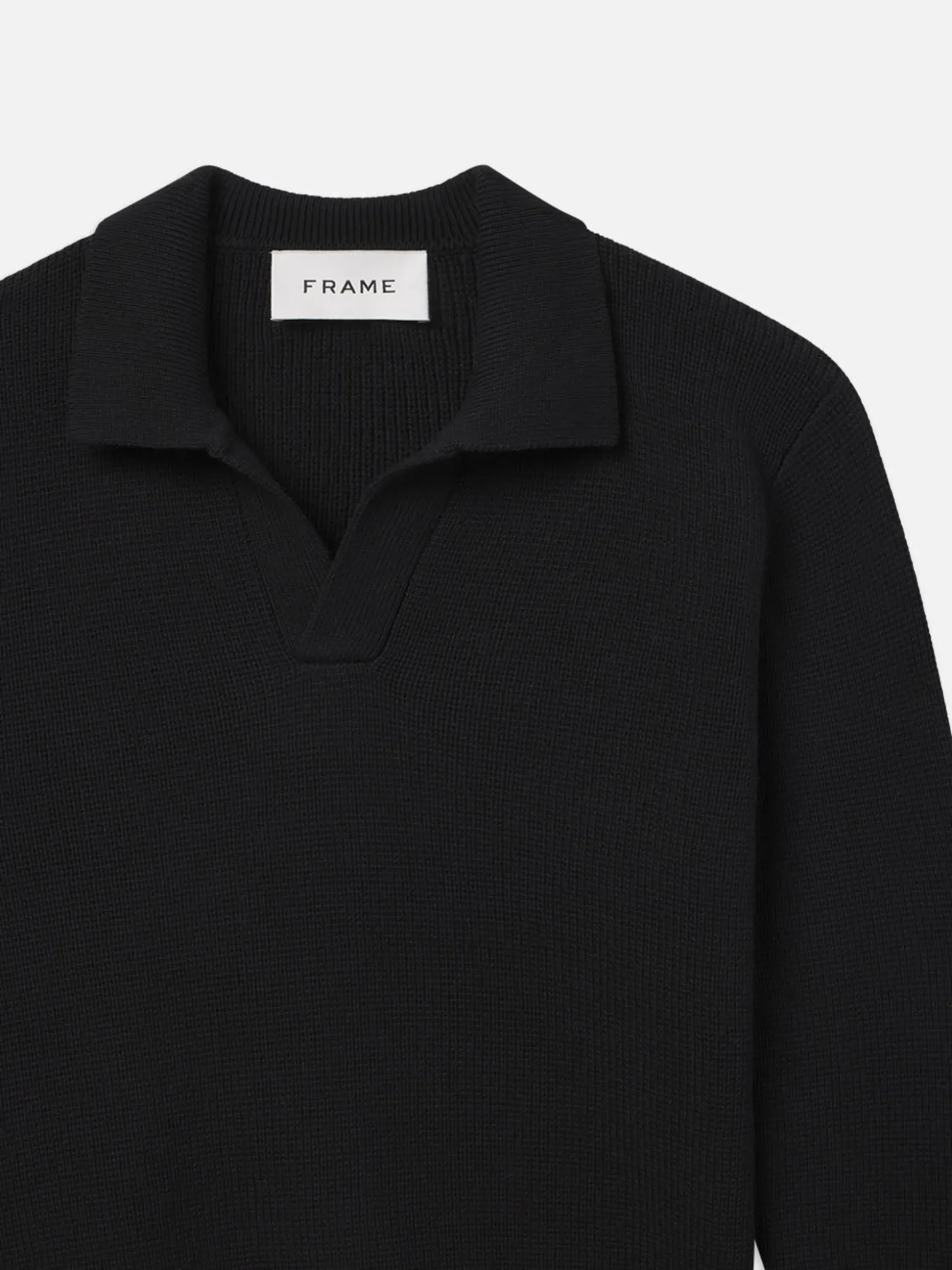 Silk Blend Polo Sweater in Black
