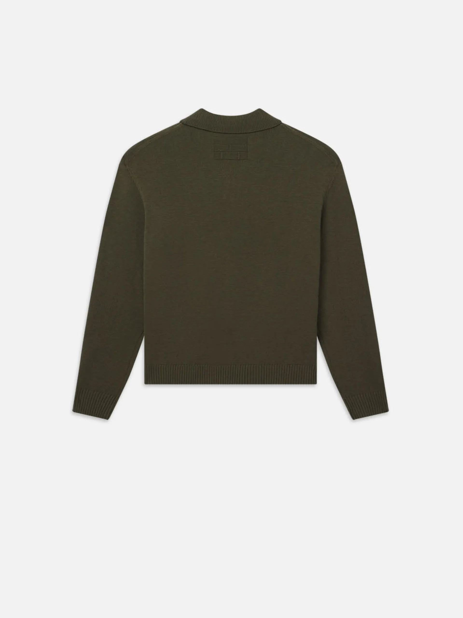 Silk Blend Polo Sweater in Dark Olive