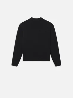 Silk Blend Polo Sweater in Black