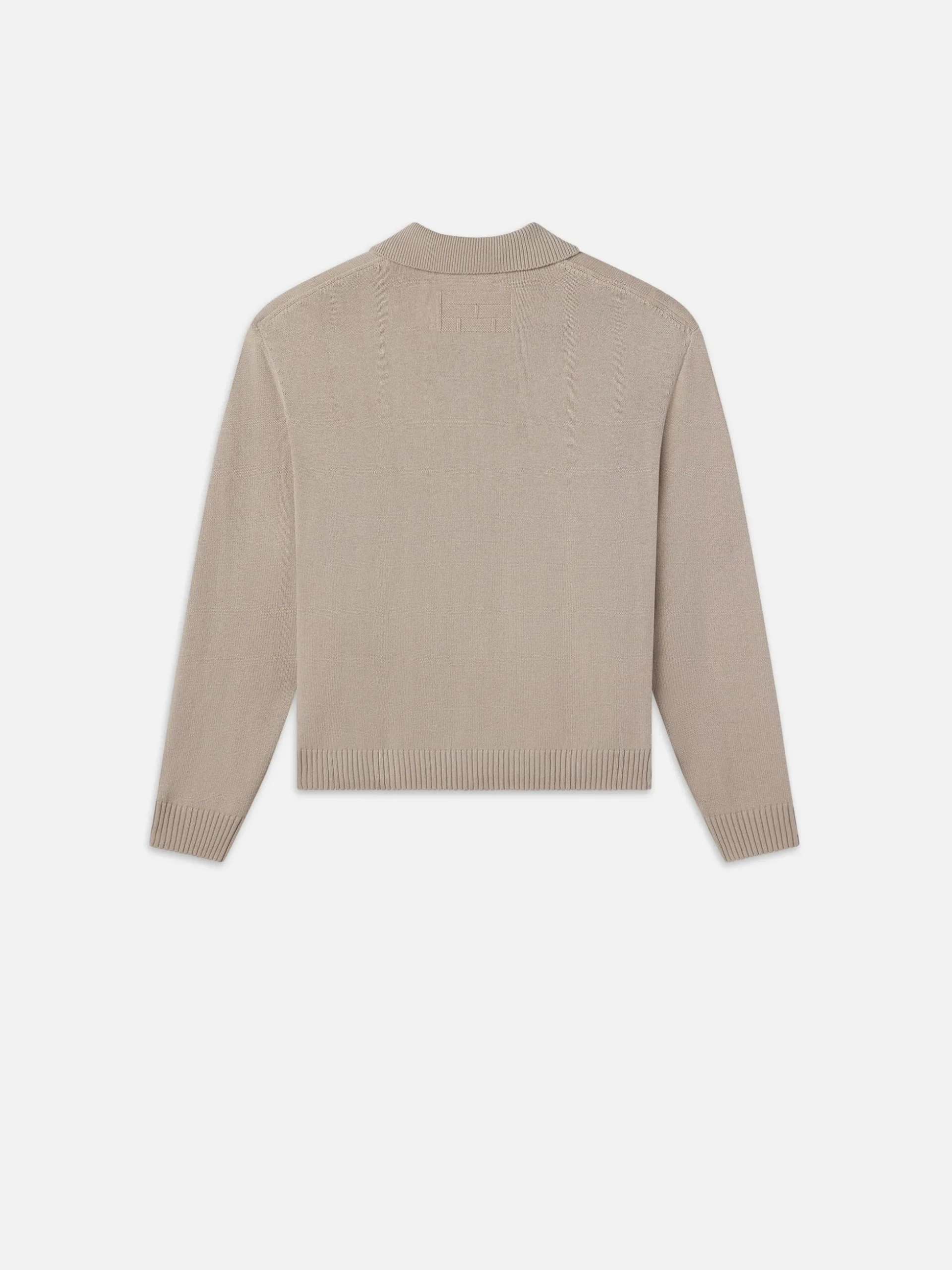 Silk Blend Polo Sweater in Grey Beige