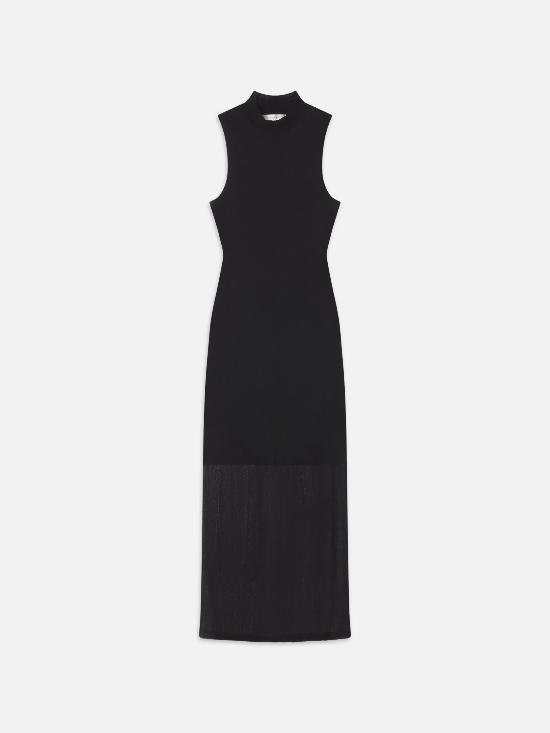 Sleeveless Mesh Mock Neck Dress in Black