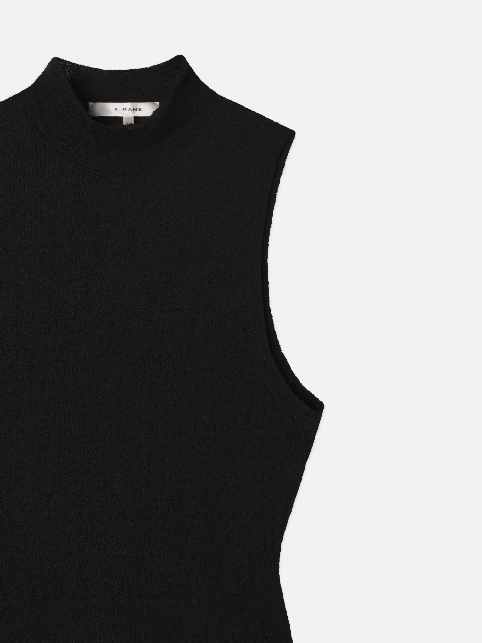Sleeveless Mesh Mock Neck Dress in Black