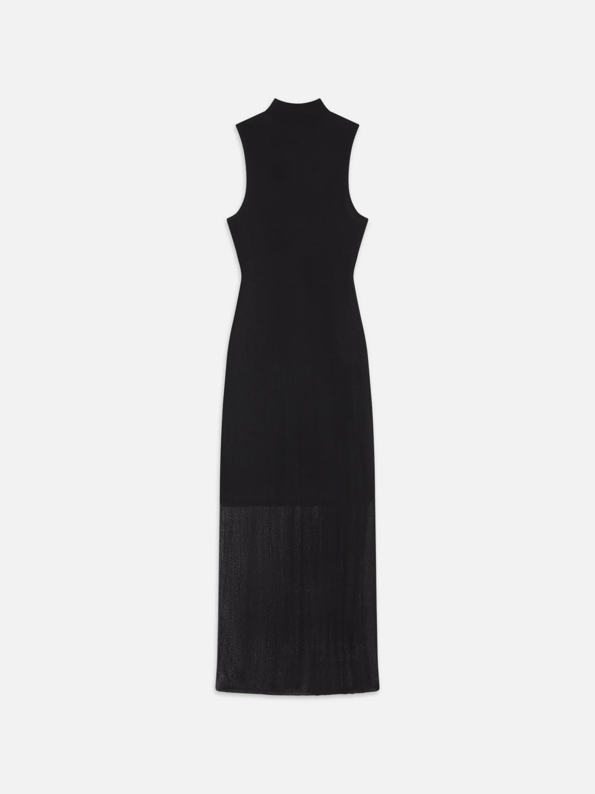 Sleeveless Mesh Mock Neck Dress in Black