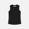 Sleeveless Ruffle Trim Blouse in Black