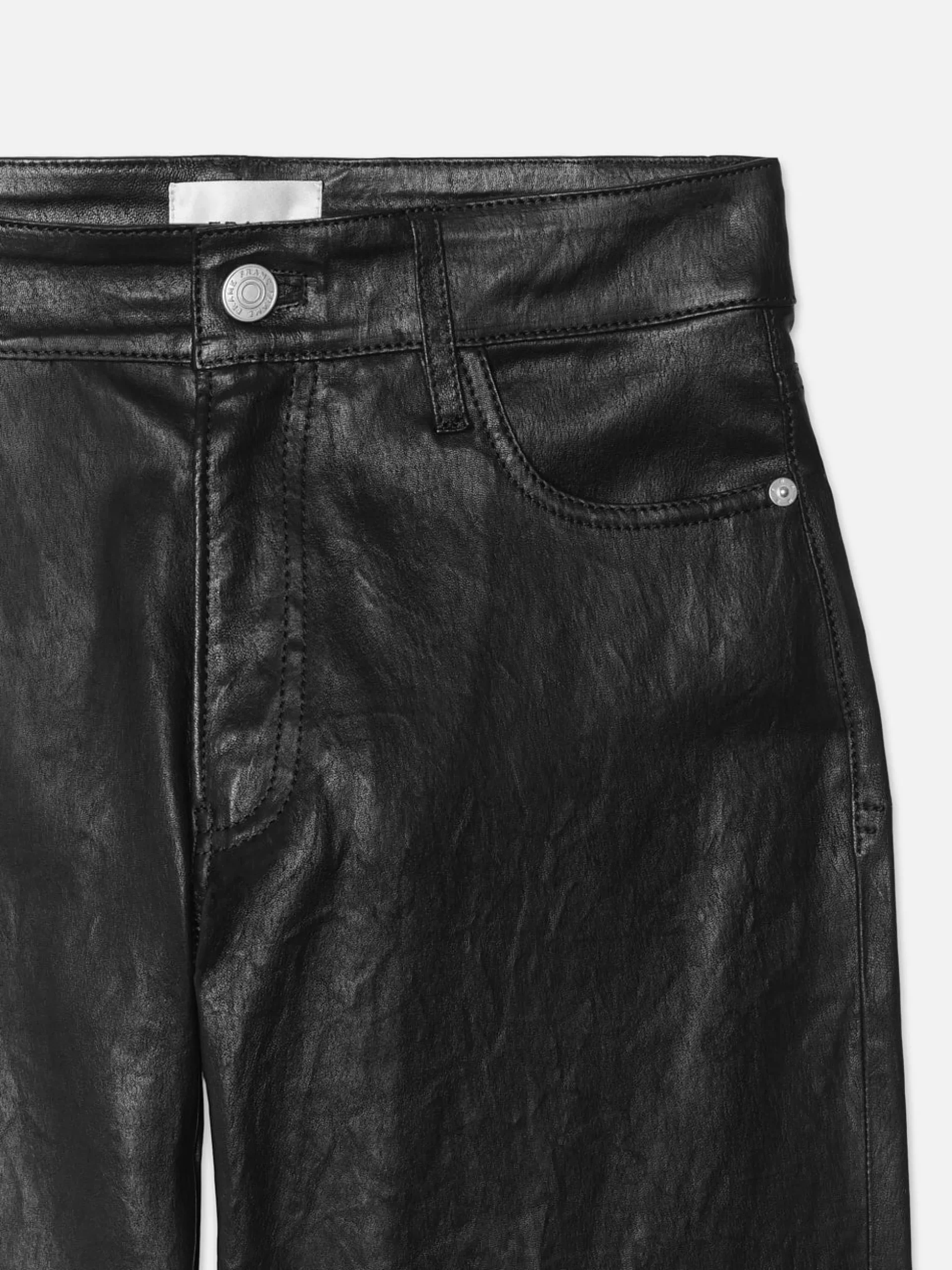 Slim Palazzo Crop Leather Trouser in Black