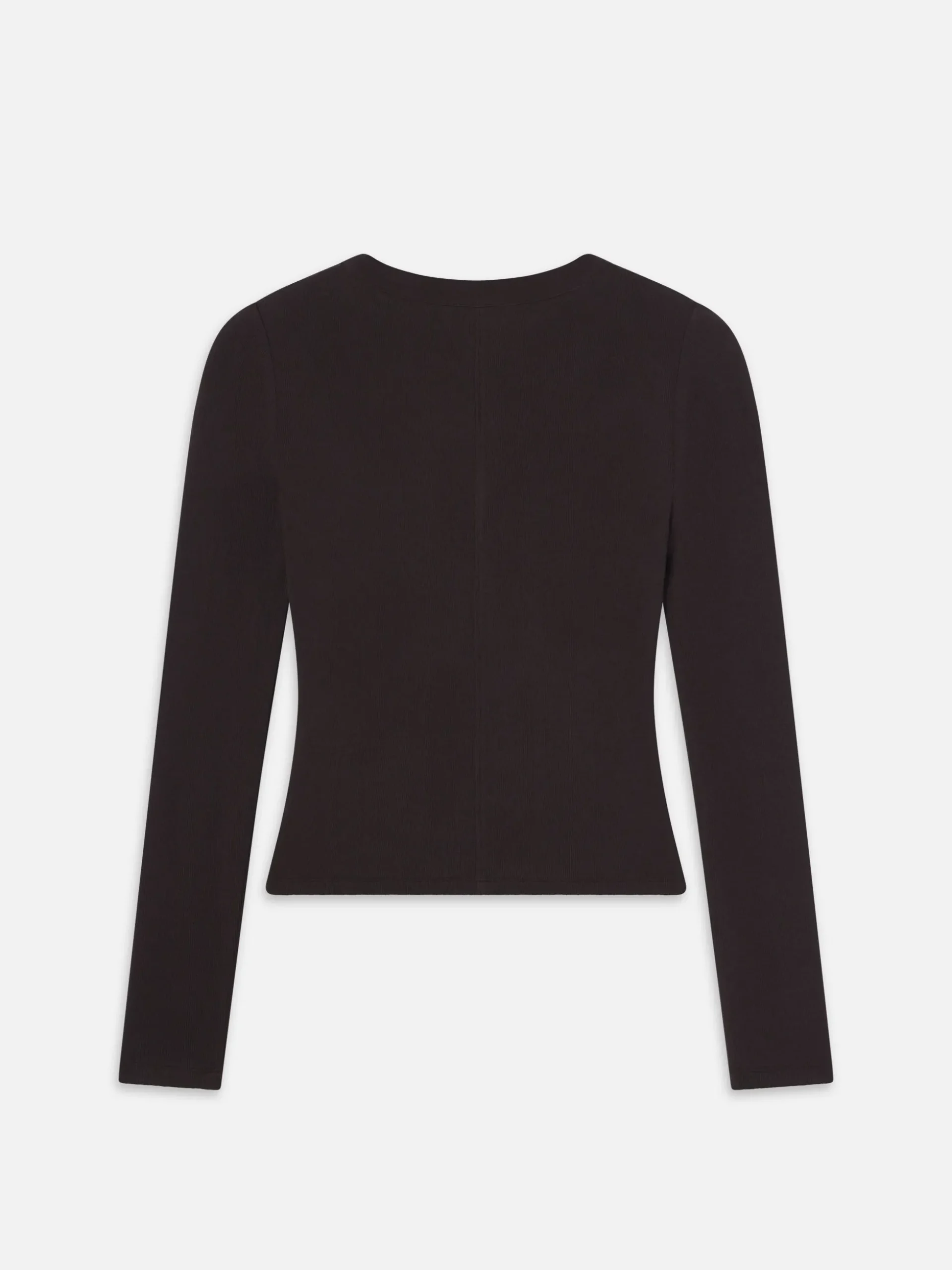 Slinky Long Sleeve Rib Henley in Chocolate Brown